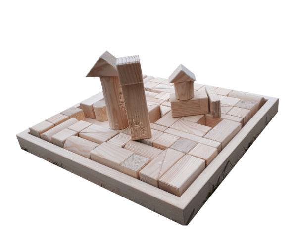 Blocs de construction en bois faits à la main pour enfants – 70 pièces
