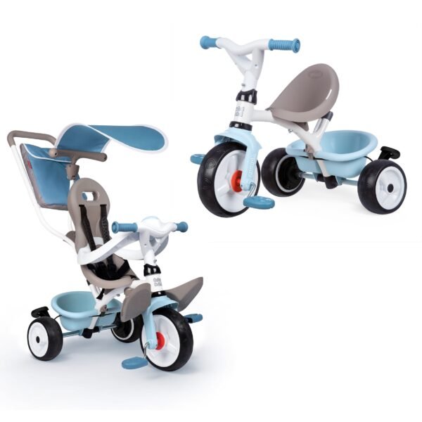 Tricycle Smoby Baby Balade, couleur bleu 3 en 1