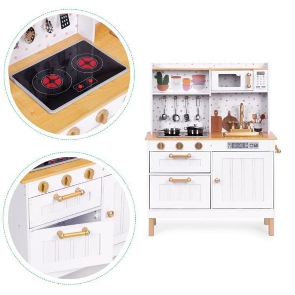 Grande cuisine de jeu en bois avec sons et lumière LED