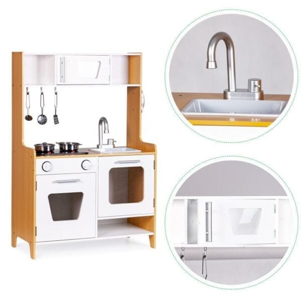 Cuisinette de jeu en bois pour enfants avec plaques induction